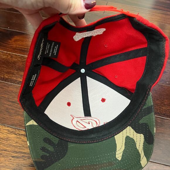 VTG Primitive Baseball Cap Hat Red Camouflage Snapback Adjustable Wool‎ Skater - Picture 4 of 4